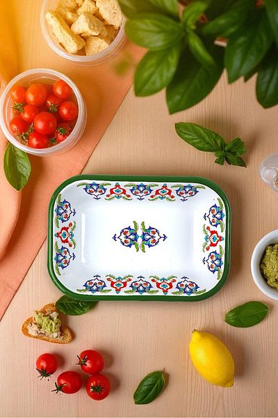 İnci Emaye No. 13 Enameled Square Plate Appetizer Breakfast Camping Picnic