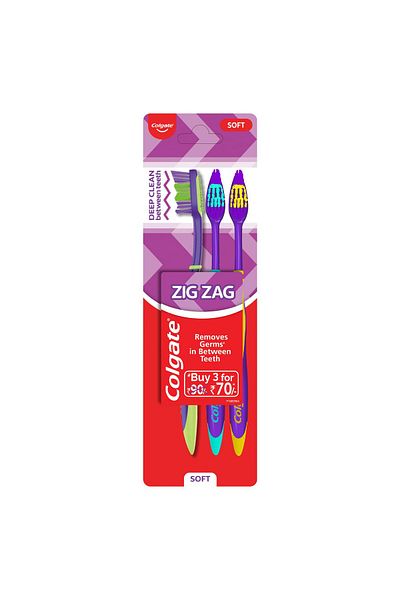 Colgate Colgate Zig Zag Antibacterial Toothbrush Soft 3 Pack