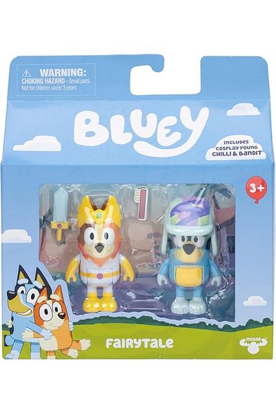 bluey Fairytale 2-Pack | Chilli & Bandit 2.5" Figures | She-Ra Costume & Hat | Episode Fun