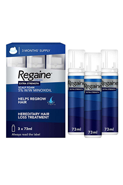 Regaine علاج رغوي لفروة الرأس للرجال لعلاج تساقط الشعر ونمو الشعر باستخدام مينوكسيديل، عبوة تكفي لمدة 3 أشهر، 3 وحدات