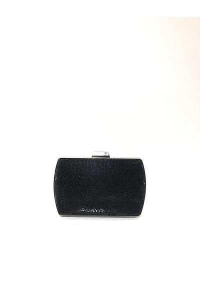 womenacs Culoare neagră Piele de șarpe Material țesătură Rochie de seară Portofoliu Clutch Nunta Logodna Geantă de seară Henna