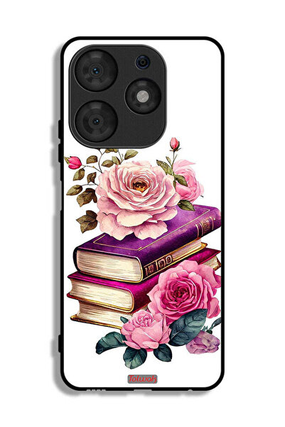 Tolwak Tecno Spark 10 Pro Protective Case Cover Roses And Books