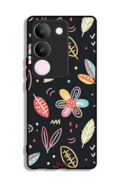 Tolwak غطاء حماية لهاتف فيفو V29 بطبعة زهور وأوراق فنية تجريدية