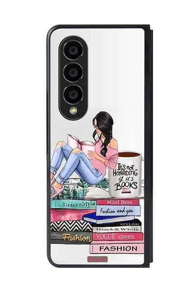 Tolwak Samsung Galaxy Z Fold 4 Protective Case Cover Girl And Fashion Books Art