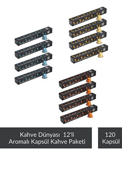 Kahve Dünyası مجموعة قهوة كبسولات بنكهة القهوة العالمية مكونة من 12 قطعة