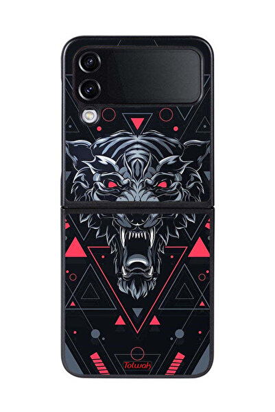 Tolwak غطاء حماية لهاتف سامسونج جالاكسي زد فليب 4 بتصميم الذئب المتمايل