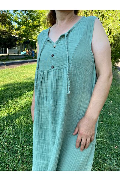 sielta 100% Cotton Green Women's Midi Length Muslin Dress