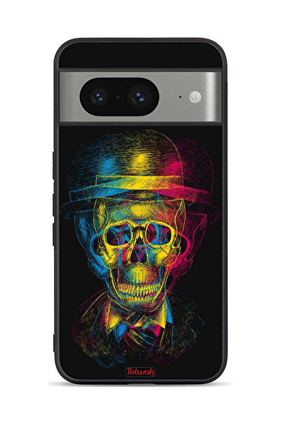 Tolwak غطاء حماية لجهاز Google Pixel 8 بتصميم جمجمة وقبعة ملونة وفن خيالي