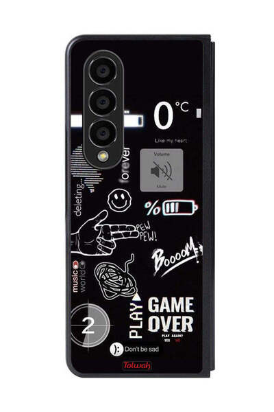 Tolwak غطاء حماية لهاتف Samsung Galaxy Z Fold 4 بتصميم Game Over Pew Pew