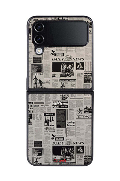 Tolwak غطاء حماية لهاتف Samsung Galaxy Z Flip 4 بتصميم صحيفة تسجيلية
