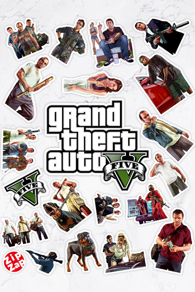 ZipZap مجموعة ملصقات لاصقة للكمبيوتر المحمول من لعبة الفيديو Gta 5 Grand Thef...