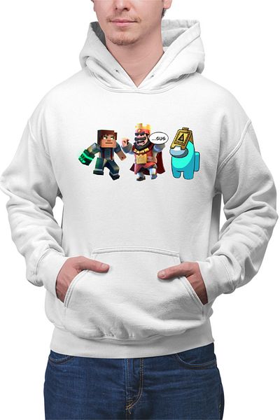 OEM Men's Hoodie Clash Royale Among Us Caution Minecraft Steve