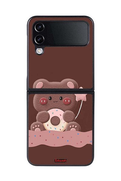 Tolwak Samsung Galaxy Z Flip 4 Protective Case Cover Donut Bear