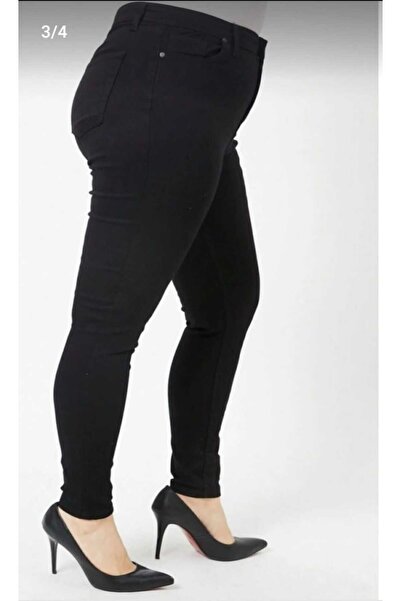 Lixera Black High Waist Lycra Plus Size Battal Jean Trousers