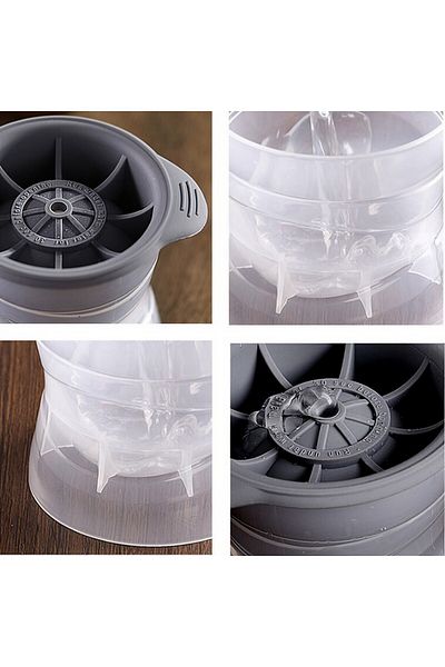 OEMN Round Ice Cube Mold, Polypropylene and Silicone, 11x7.5x7.8 cm, Gray Color