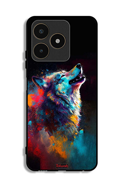 Tolwak غطاء حماية Realme C53 - فن الذئب الملون