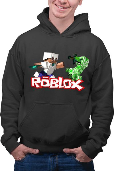 OEM Men's Hoodie Roblox Minecraft Steve Creeper Fight