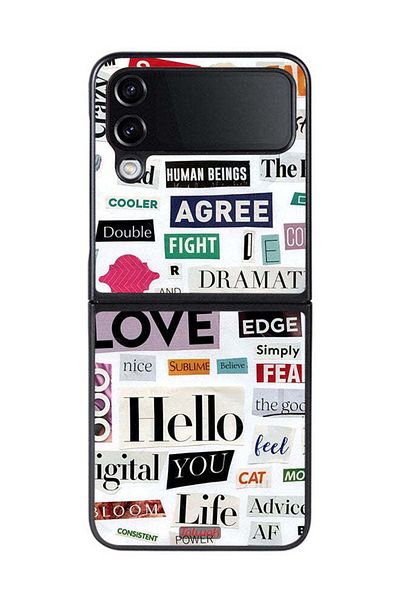Tolwak Samsung Galaxy Z Flip 4 Protective Case Cover Short Quotes Stickers
