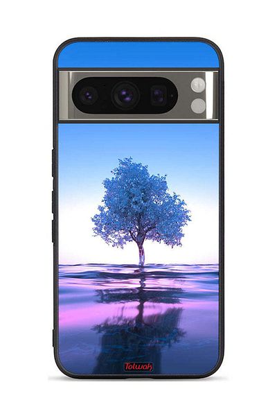 Tolwak Google Pixel 8 Pro Protective Case Cover Tree Neon Body Of Water Reflection Digital Art