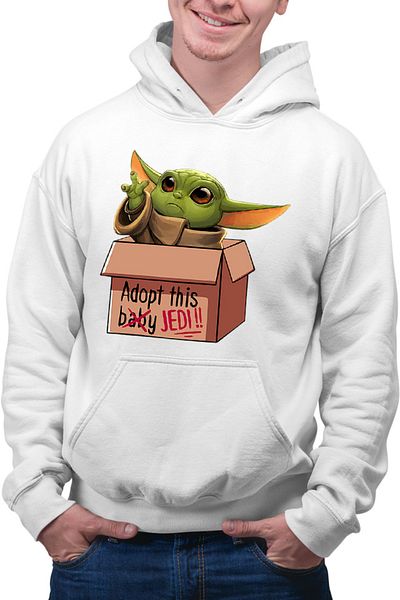 OEM Men's Hoodie Baby Yoda Adopt Alien Star Wars