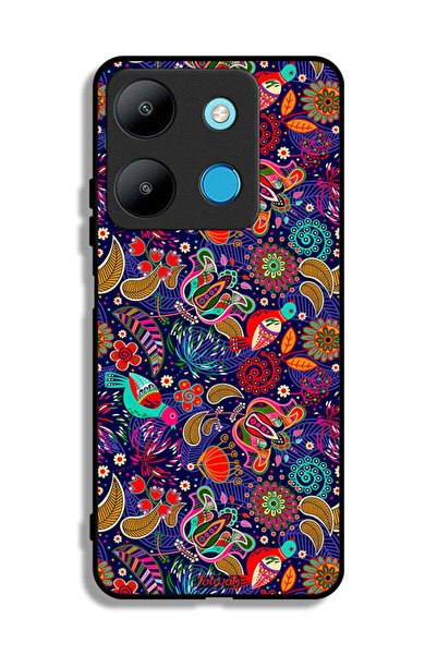 Tolwak غطاء حماية لهاتف إنفينيكس سمارت 7 بنقشة أوراق طيور وزهور ملونة