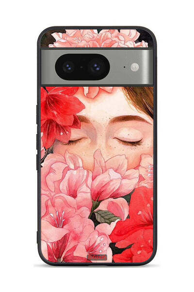Tolwak غطاء حماية لهاتف Google Pixel 8 بتصميم وجه فتاة مختبئة بين الزهور