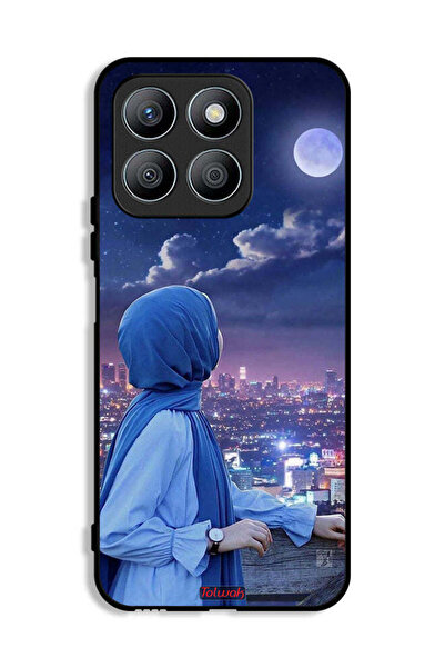 Tolwak غطاء حماية لهاتف Honor X8b بطبعة فتاة محجبة تنظر إلى القمر