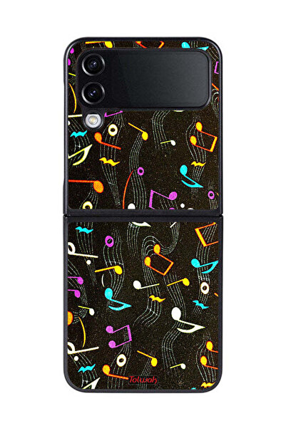Tolwak غطاء حماية لهاتف Samsung Galaxy Z Flip 4 بنمط قماش موسيقي
