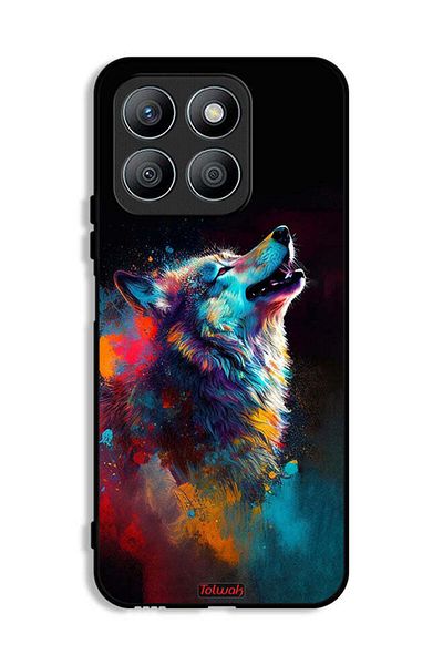 Tolwak غطاء حماية لهاتف Honor X8b - فن الذئب الملون