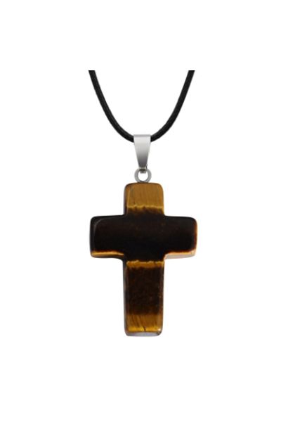 OEM TIGER EYE CRYSTAL CROSS PENDANT | BALANCE AND POWER