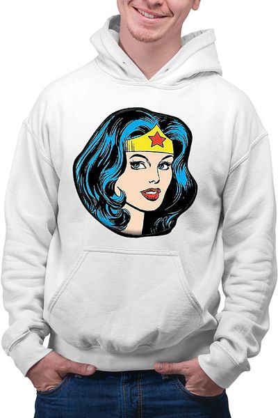 OEM Men's Hoodie Wonder Woman Head Beautiful Heroes Strong