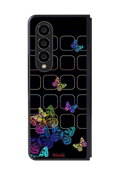 Tolwak غطاء حماية لهاتف سامسونج جالاكسي زد فولد 4 بنقشة فراشات ملونة