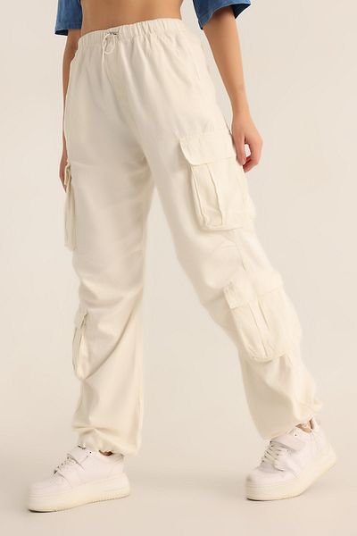 My Blog Ecru Elastic Leg Trousers