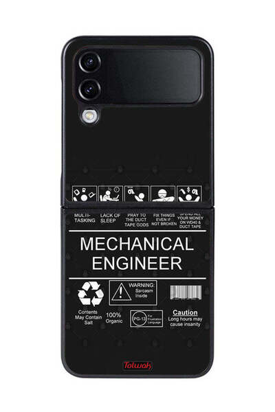 Tolwak غطاء حماية لهاتف Samsung Galaxy Z Flip 4، ملصق مهندس ميكانيكي
