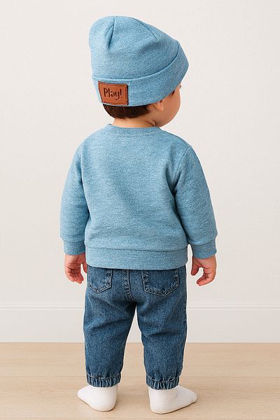 Uğur bebe Play! Written 3-Piece Boy's Set – Sweatshirt, Jeans and Beret Combination