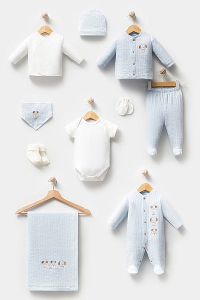Bebitof My Baby Kumsal 100% Cotton 10 Pack Hospital Release New Cute Puppies Patterned 10116