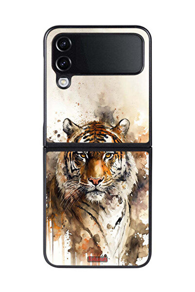 Tolwak غطاء حماية لهاتف Samsung Galaxy Z Flip 4 بتصميم فن تجريدي من جلد الفهد