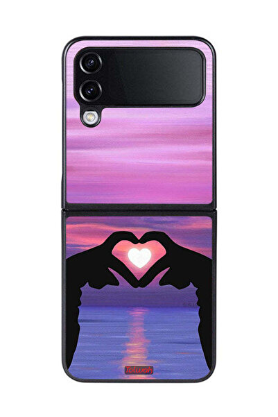 Tolwak غطاء حماية لهاتف سامسونج جالاكسي زد فليب 4 بتصميم قلب وقمر