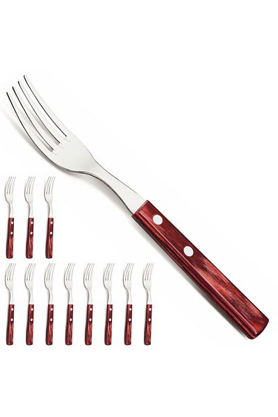HENDI Widelec stołowy do pizzy steków nierdzewny HORECA zestaw 12 szt. dł. 200 mm czerwony