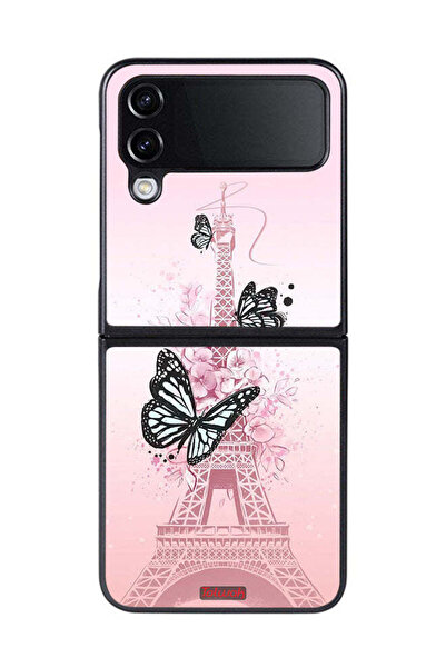 Tolwak غطاء حماية لهاتف سامسونج جالاكسي زد فليب 4 بتصميم فراشات على برج إيفل