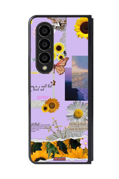 Tolwak غطاء حماية لهاتف Samsung Galaxy Z Fold 4 بملصقات عباد الشمس الجميلة