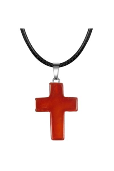 OEM CRYSTAL CROSS PENDANT OF CARNELIAN CRYSTAL | COURAGE AND PASSION