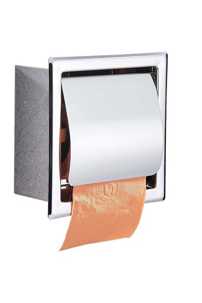 CasaVie Suport hartie igienica incastrat cu capac de protectie, argintiu cromat, cod 1285