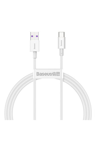 Baseus Cablu de alimentare și date Baseus, Superior, încărcare rapidă, USB la USB Tip-C 66W 1m, alb