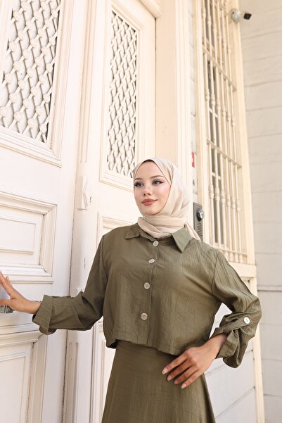 ECESSAMODAM Πουκάμισο Φούστα Μουσουλμανική Φορέματα Σετ δύο τεμαχίων