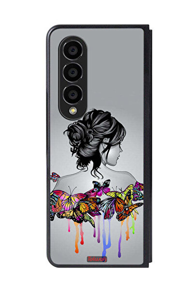 Tolwak غطاء حماية لهاتف سامسونج جالاكسي زد فولد 4 بتصميم فراشات وفتاة فنية تج...