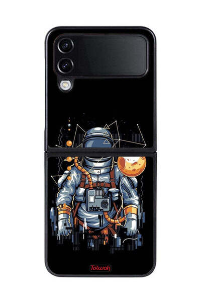 Tolwak غطاء حماية لهاتف Samsung Galaxy Z Flip 4 بتصميم رائد فضاء تجريدي
