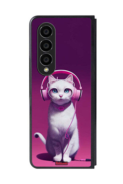 Tolwak غطاء حماية لهاتف سامسونج جالاكسي زد فولد 4 بتصميم قطة لطيفة