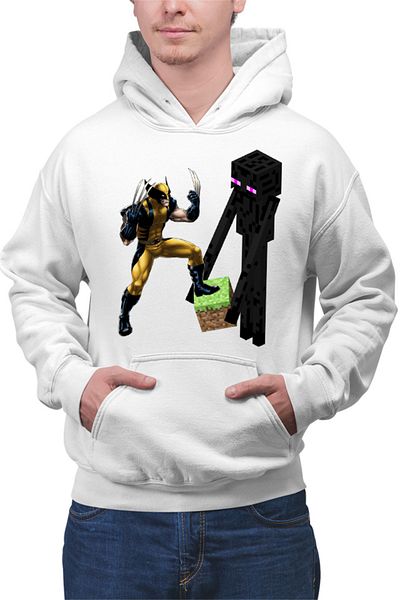 OEM Men's Hoodie Minecraft Enderman Wolverine Grass Cube