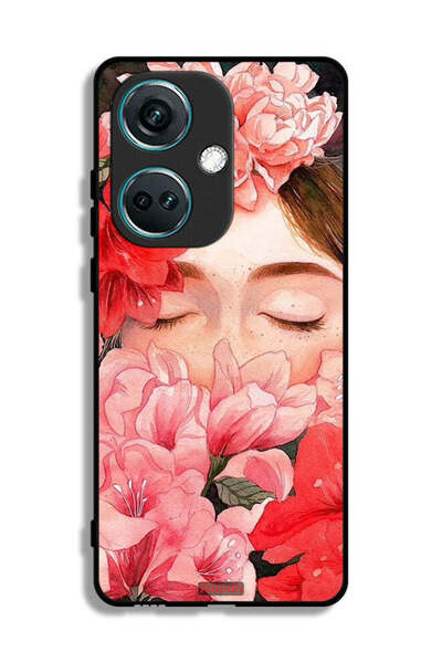 Tolwak غطاء حماية لهاتف OnePlus Nord CE3 برسومات زهور ووجه فتاة مخفي